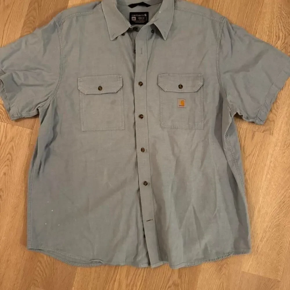Carhartt Men's Blue and Grey Shirt